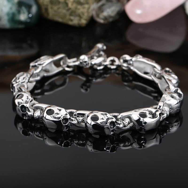 Kemstone Titanium Steel Skull Link Bracelet for Men Gothic Punk Chain KP27293-D