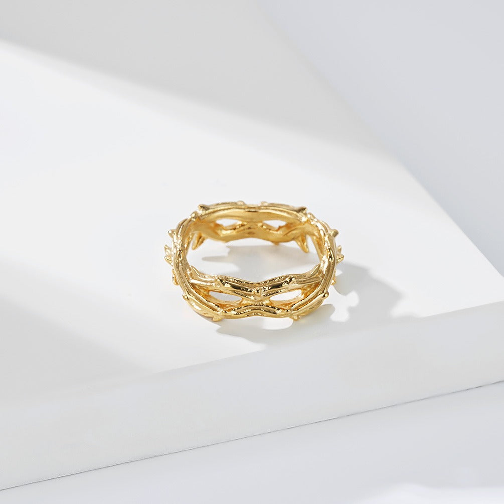 Kemstone Woven Thorn Ring for Men & Women Stainless Steel K-R1245
