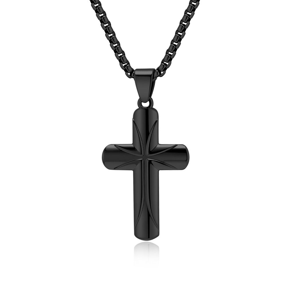 Kemstone Stainless Steel Minimal Cross Pendant Necklace for Men K-PT622