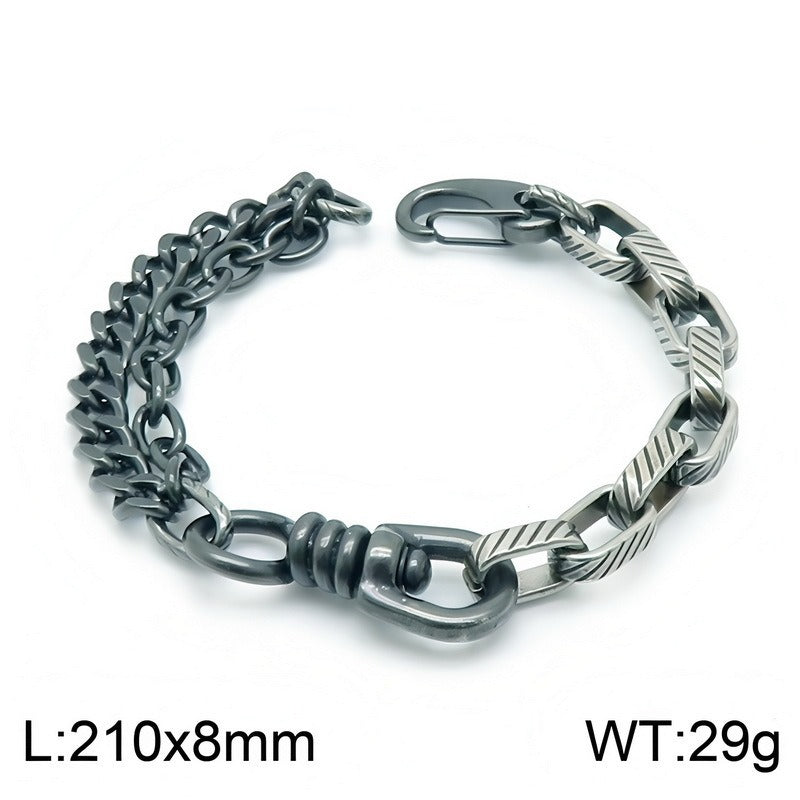Kemstone Mixed Cuban Link Bracelet for Men Titanium Steel KB146302-KLHQ