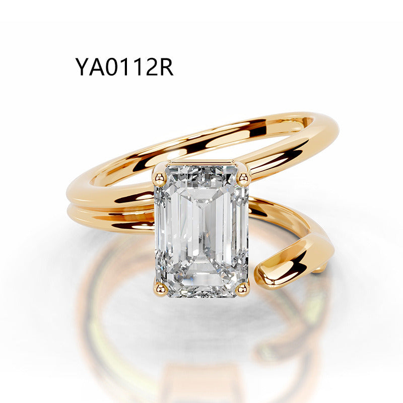 Kemstone Flora Series Moissanite Rings for Women | 2 Carat D-E Color VVS Clarity | 18K Gold Plated S925 Sterling Silver