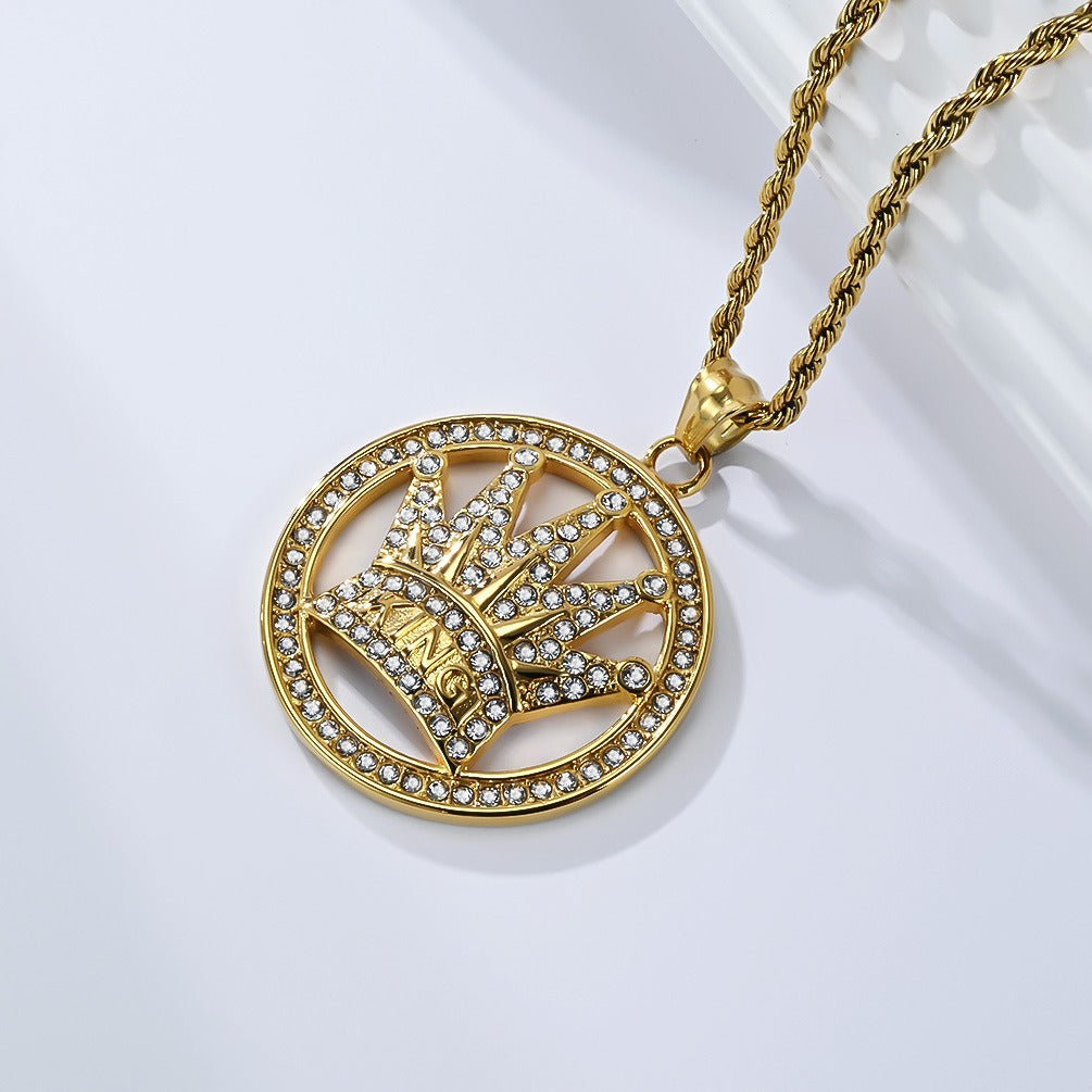 Kemstone Stainless Steel Crown Pendant Necklace for Men K-PT686