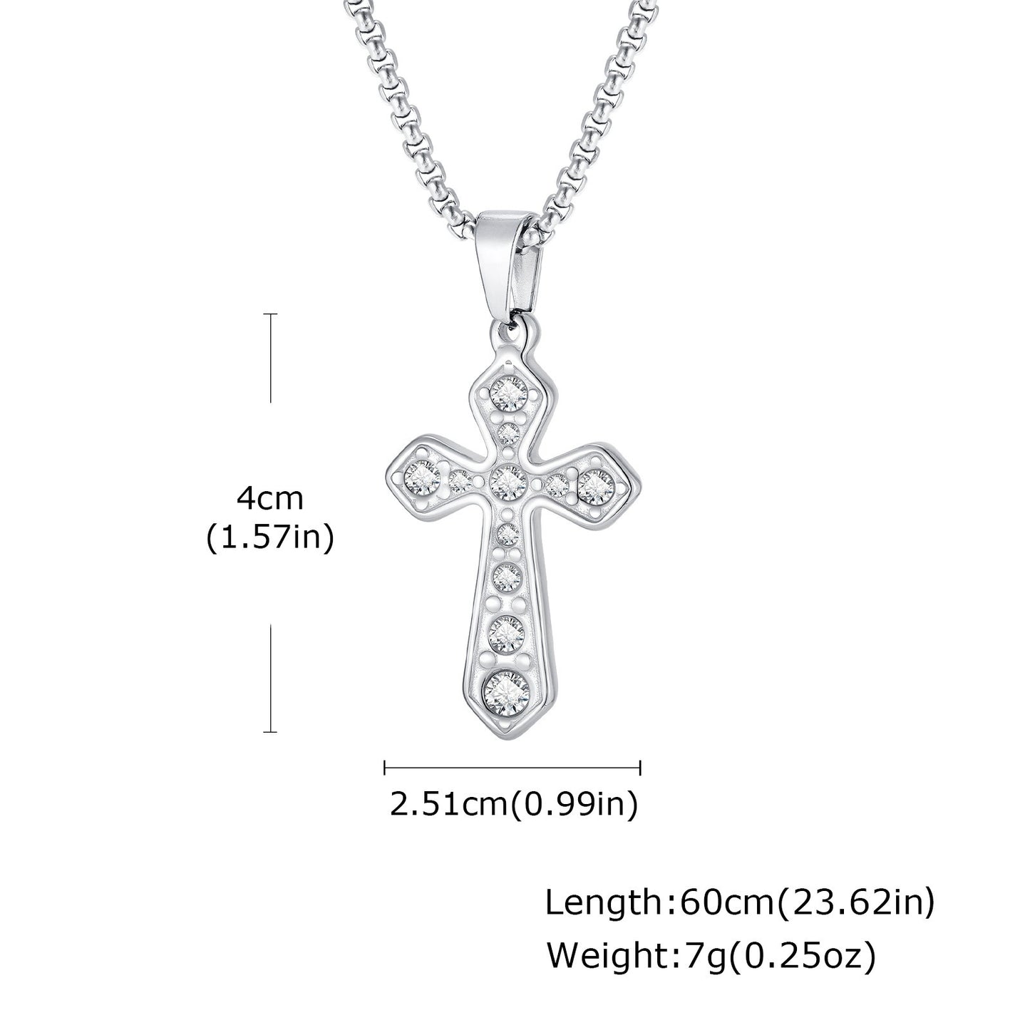 Kemstone Cross Pendant Necklace for Men Gold Plated Stainless Steel Cubic Zirconia Vintage Chain PN-2288