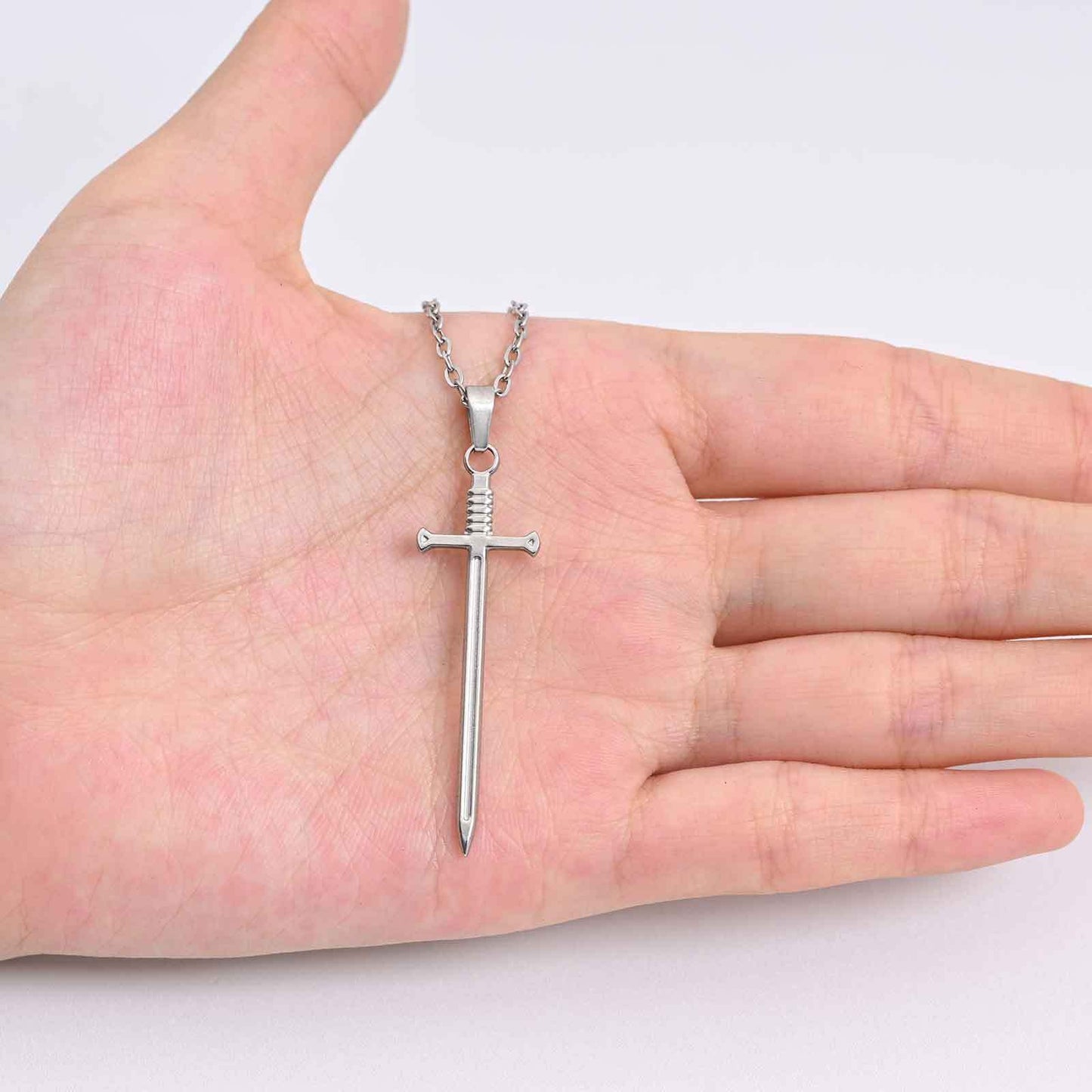 Kemstone Stainless Steel Sword Pendant Necklace for Men – Silver, Gold, Black NC-2556