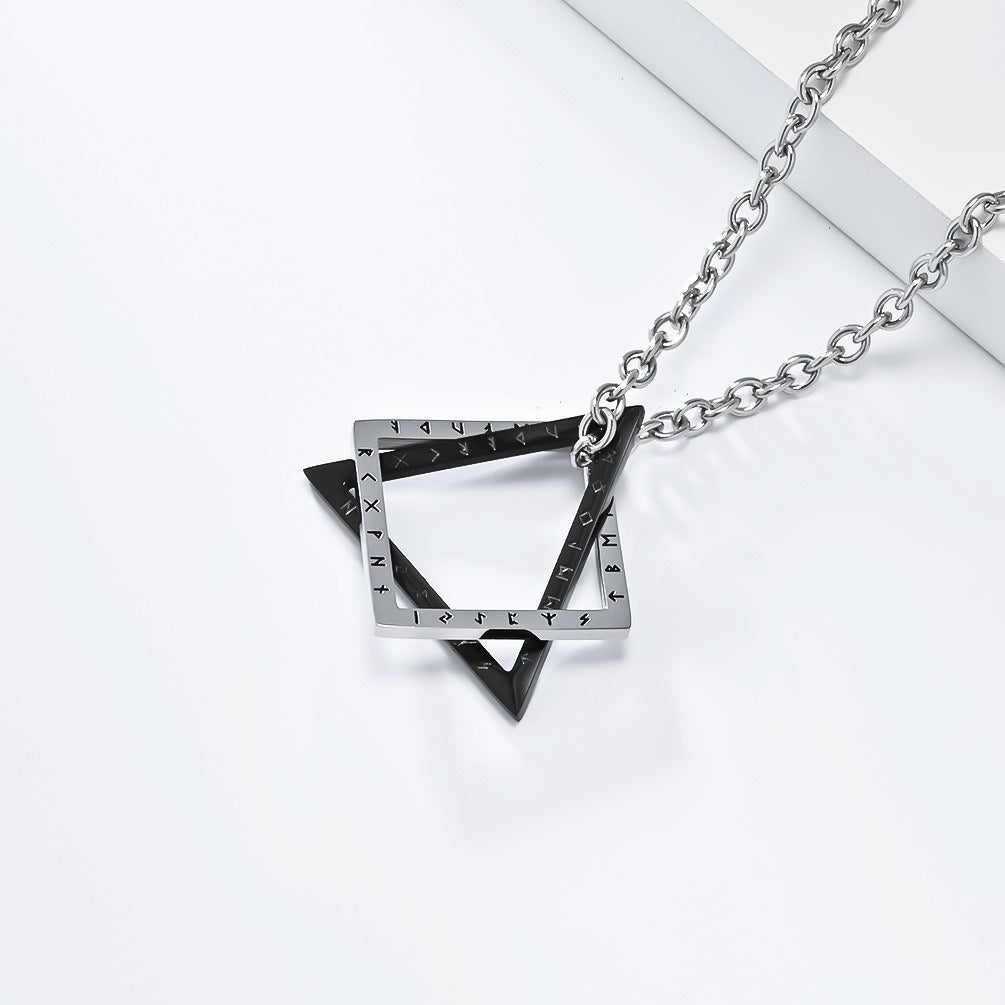 Kemstone Triangle Square Geometric Necklace for Men Stainless Steel K-PT580