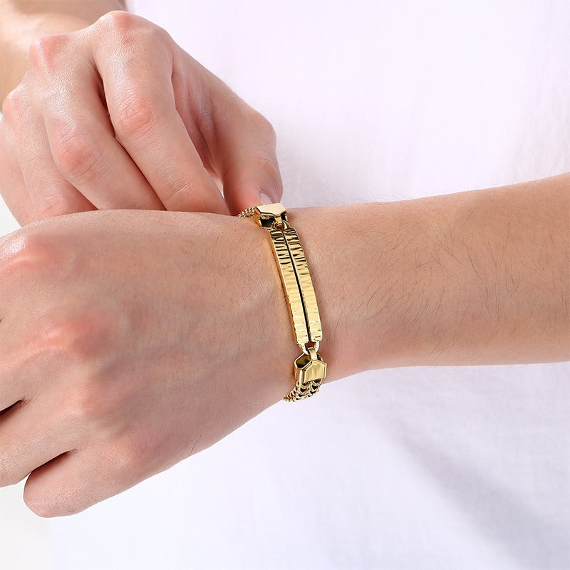 Kemstone Titanium Steel Dragonbone Chain Bracelet for Men – Vintage Bar Clasp Design K-B211234-KFC