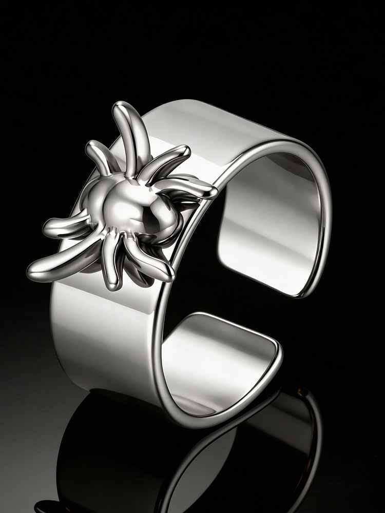 Kemstone Stainless Steel Animal Design Open Ring Spider Horse Vintage Wide Band for Men RC-1015