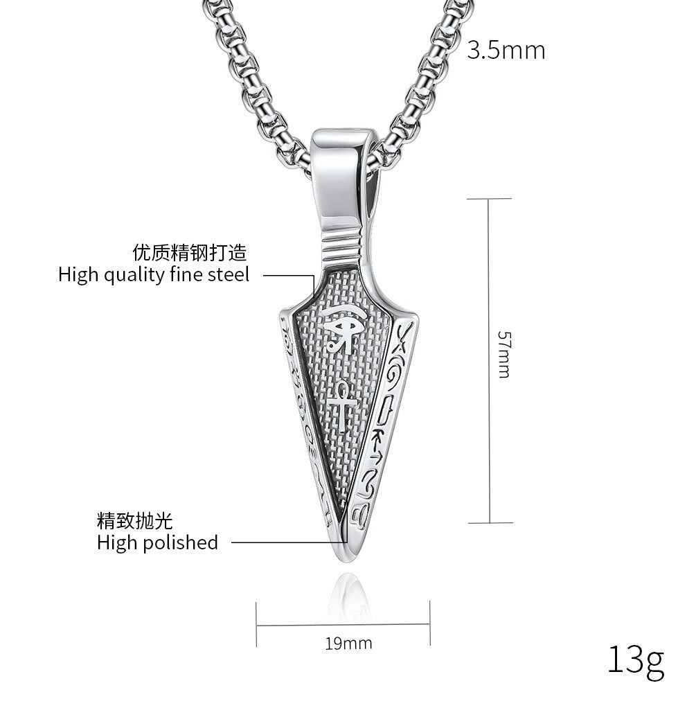 Kemstone Stainless Steel Spearhead Eye Symbol Pendant Necklace for Men K-PT413