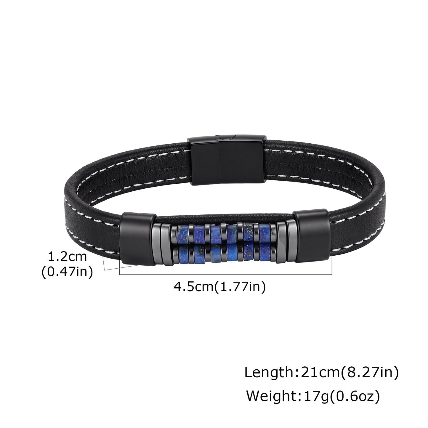 Kemstone Stainless Steel Lapis Lazuli Double-Layer Bracelet for Men BL-841
