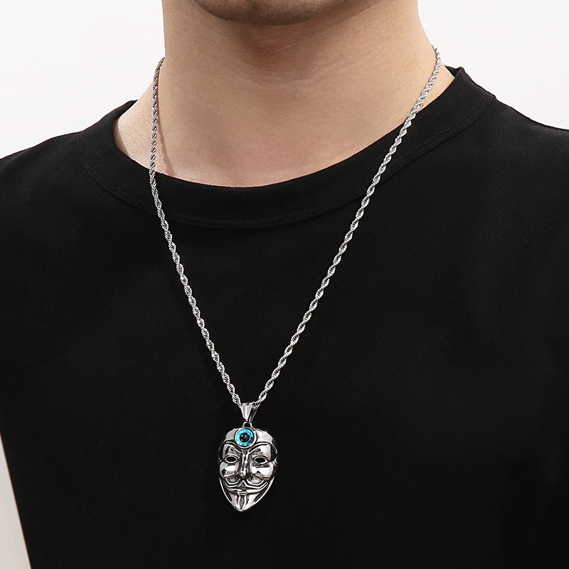 Kemstone Turquoise Eagle Amulet Necklace – Tribal Cross & Evil Eye Pendant for Men, Gothic Streetwear Jewelry KP100398