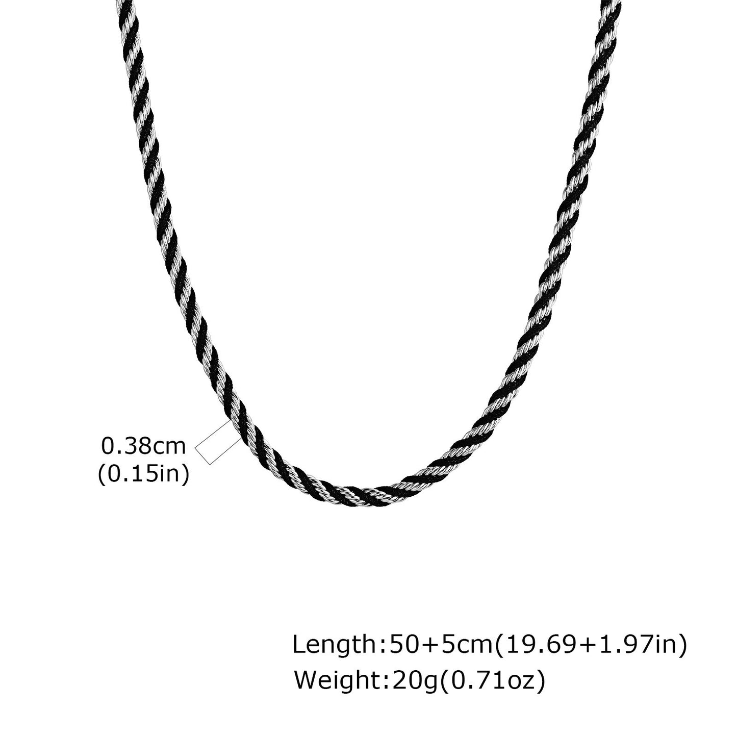 Kemstone Stainless Steel Rope Twist Bracelet Necklace – Men’s Jewelry BR-235