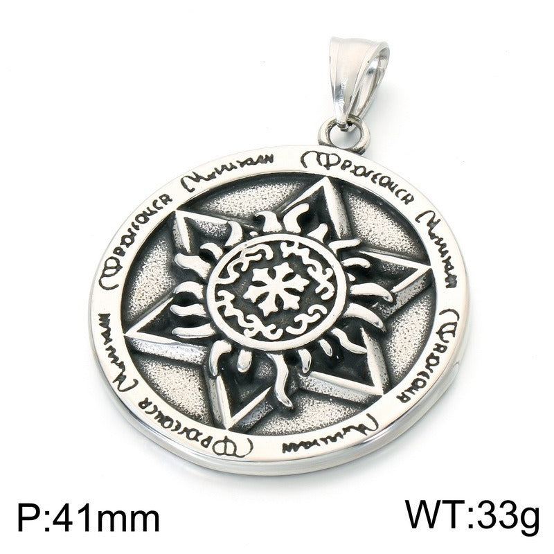 Kemstone Blue Eye Crescent Moon Pendant Necklace for Men Stainless Steel KP118498-LU