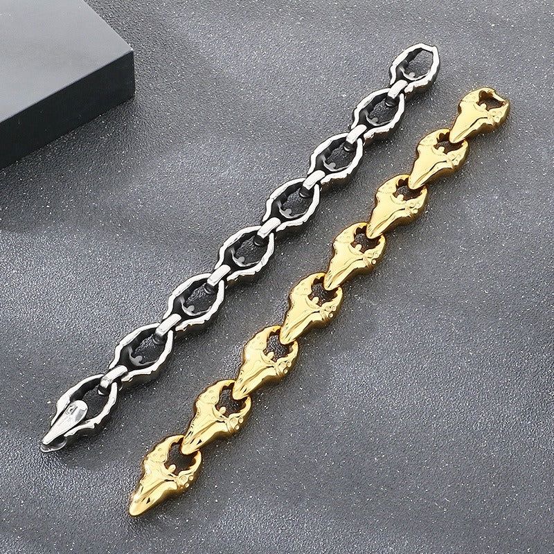 Kemstone Titanium Steel Crab Claw Bracelet for Men – Heavy Chain Punk Style KB205186-KJX