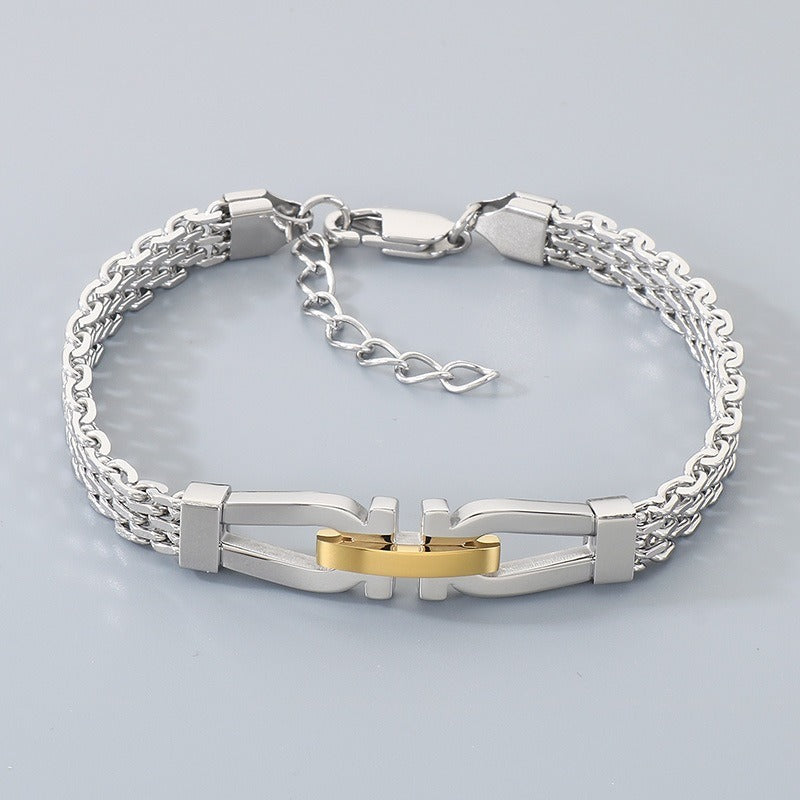 Kemstone Link Clasp Bracelet for Men Titanium Steel Woven Chain Adjustable KB212811-KFC