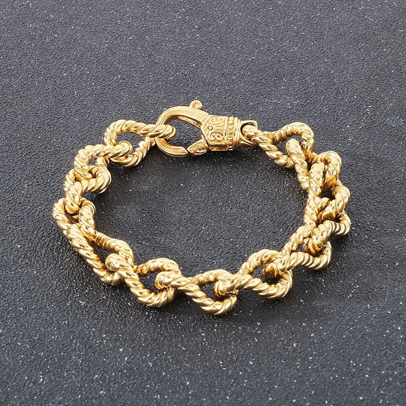 Kemstone Titanium Steel Twisted Rope Chain Bracelet for Men – Vintage Punk KB184819-KJX