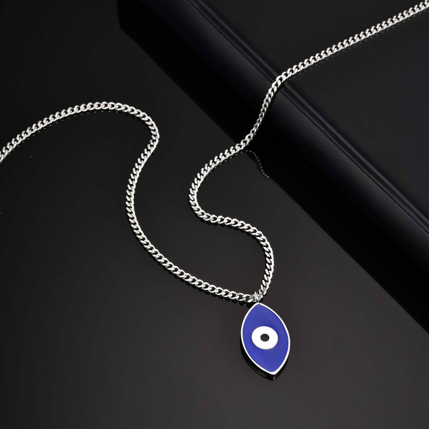 Kemstone Stainless Steel Blue Eye Pendant Necklace for Men NC-2160