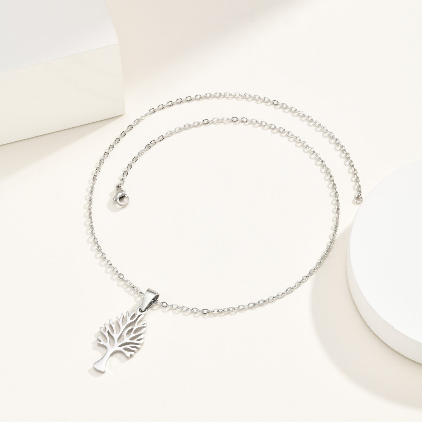 Kemston Stainless Steel Tree Of Life Pendant Necklace for Men Women Minimal Nature Design PN-2357