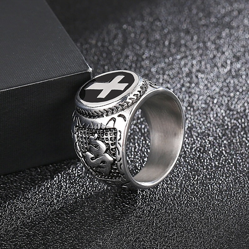 Kemstone Vintage Cross Signet Ring for Men KR101550-KFC