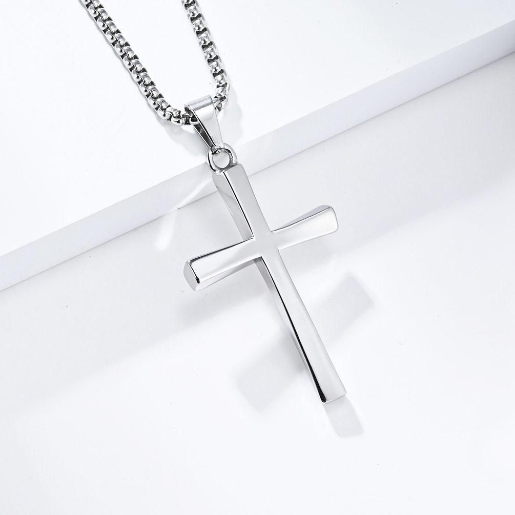 Kemstone Stainless Steel Twisted Cross Necklace for Men Minimalist K-PT516