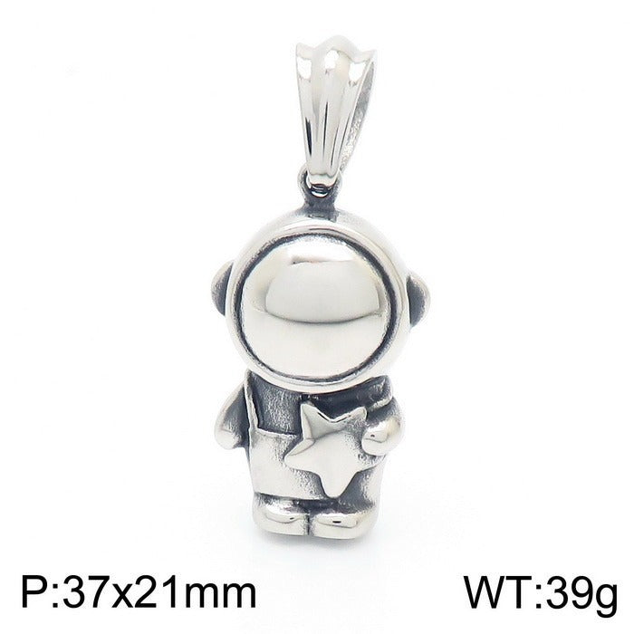 Kemstone Astronaut Titanium Steel Pendant Necklace for Men – Hip Hop Space Figure KP119297-KJX