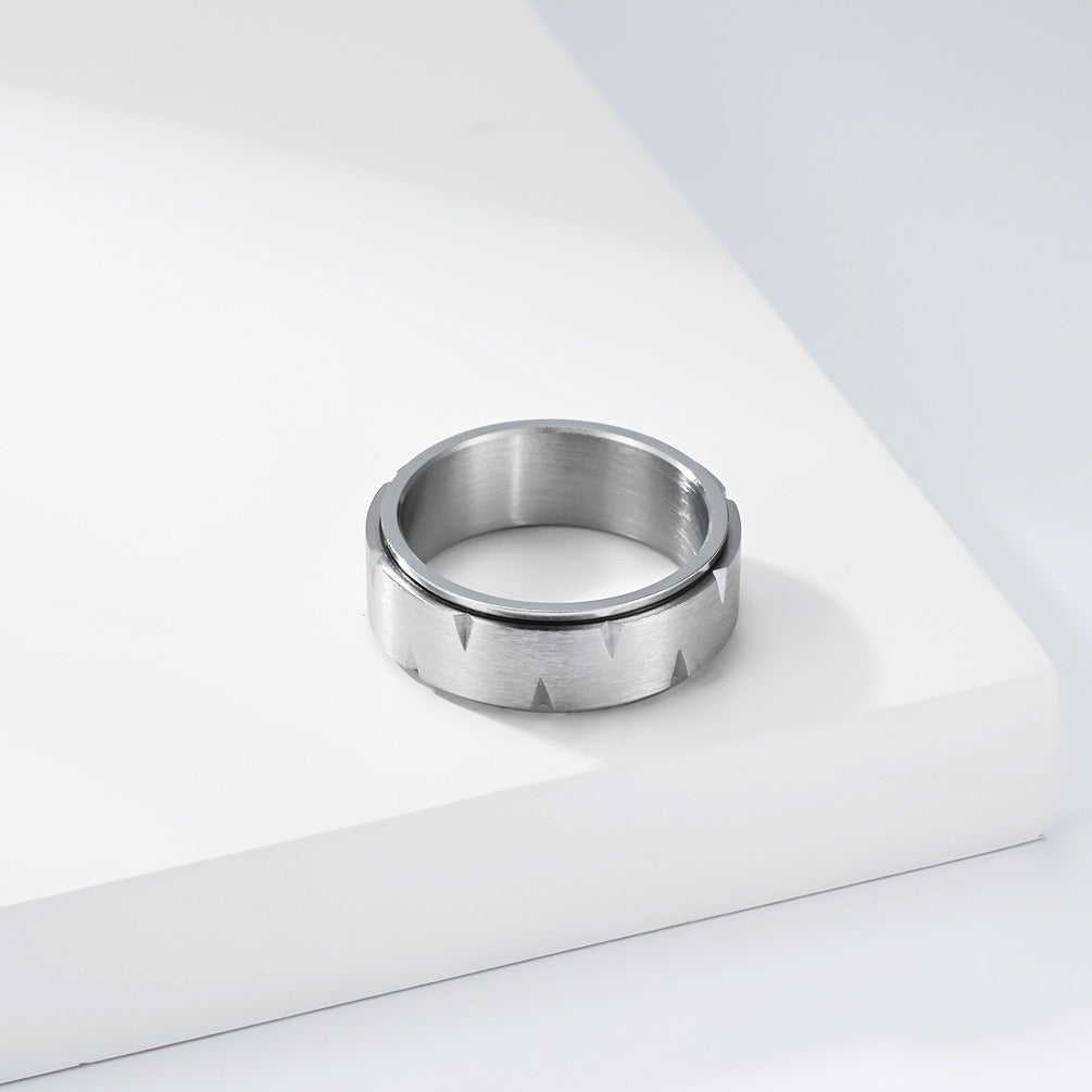 Kemstone Spinner Ring for Men Stainless Steel Matte Rotating Design K-R1148