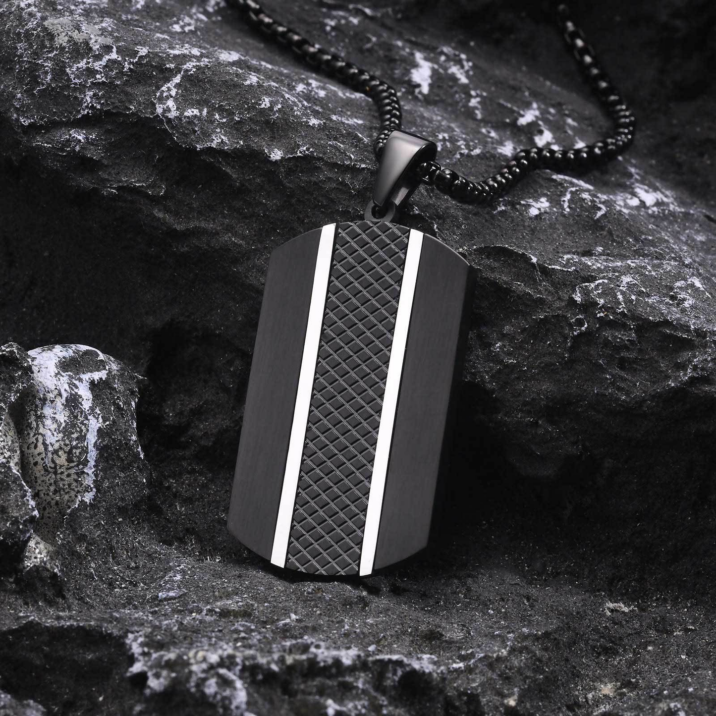 Kemstone Men’s Stainless Steel Black Pendant Necklace – Modern Minimalist PN-1931