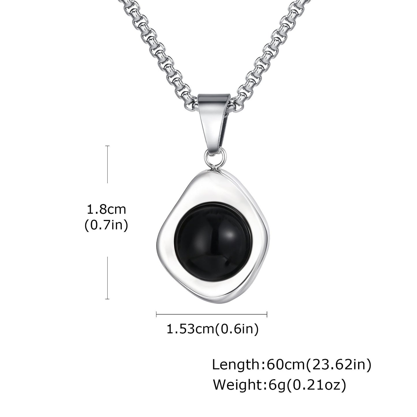 Kemstone Men’s Stainless Steel Pendant Necklace – Irregular Tiger Eye Onyx PN-2189
