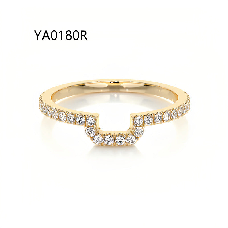 Kemstone S925 Gold D–E VVS Curved Moissanite Rings Wedding Band