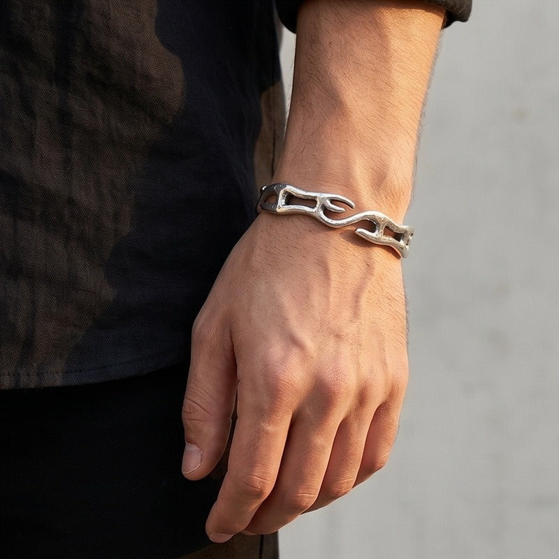 Kemstone Titanium Steel Twisted Cuff Bracelet for Men Vintage Open Design KB214264-LU