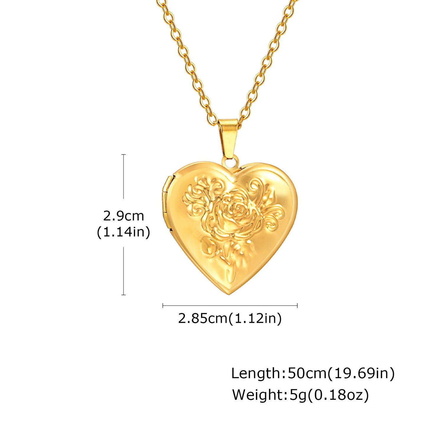 Collar con colgante de foto de corazón de rosa de acero inoxidable para mujer - Regalo de joyería grabado personalizado, elegante recuerdo para sus seres queridos PN-2093