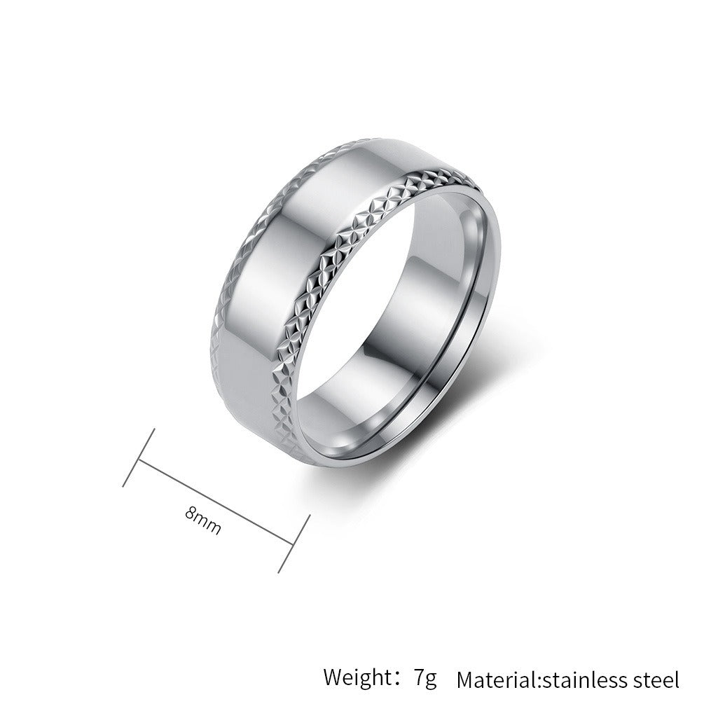 Kemstone Faceted Edge Ring for Men Stainless Steel Minimalist K-R1231