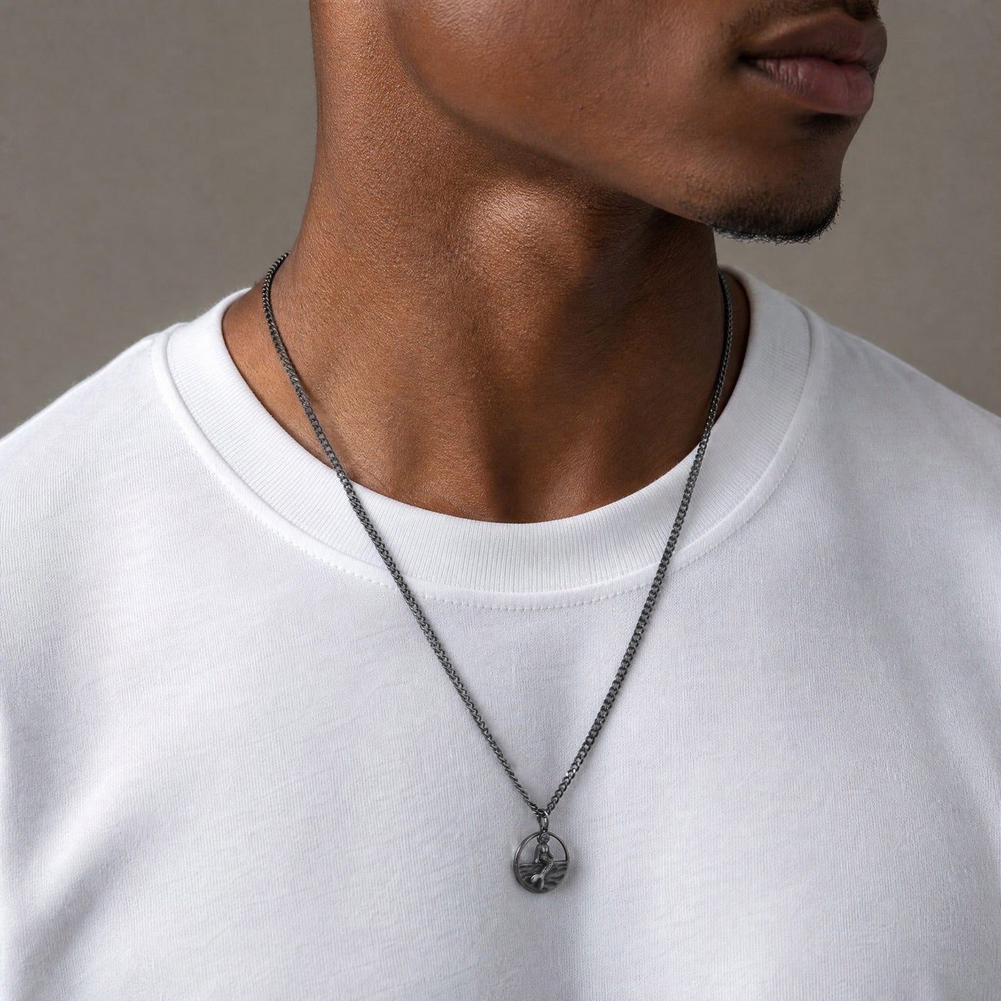 Kemston Nautical Mermaid Pendant Necklace for Men Stainless Steel Vintage Marine Design PN-2378