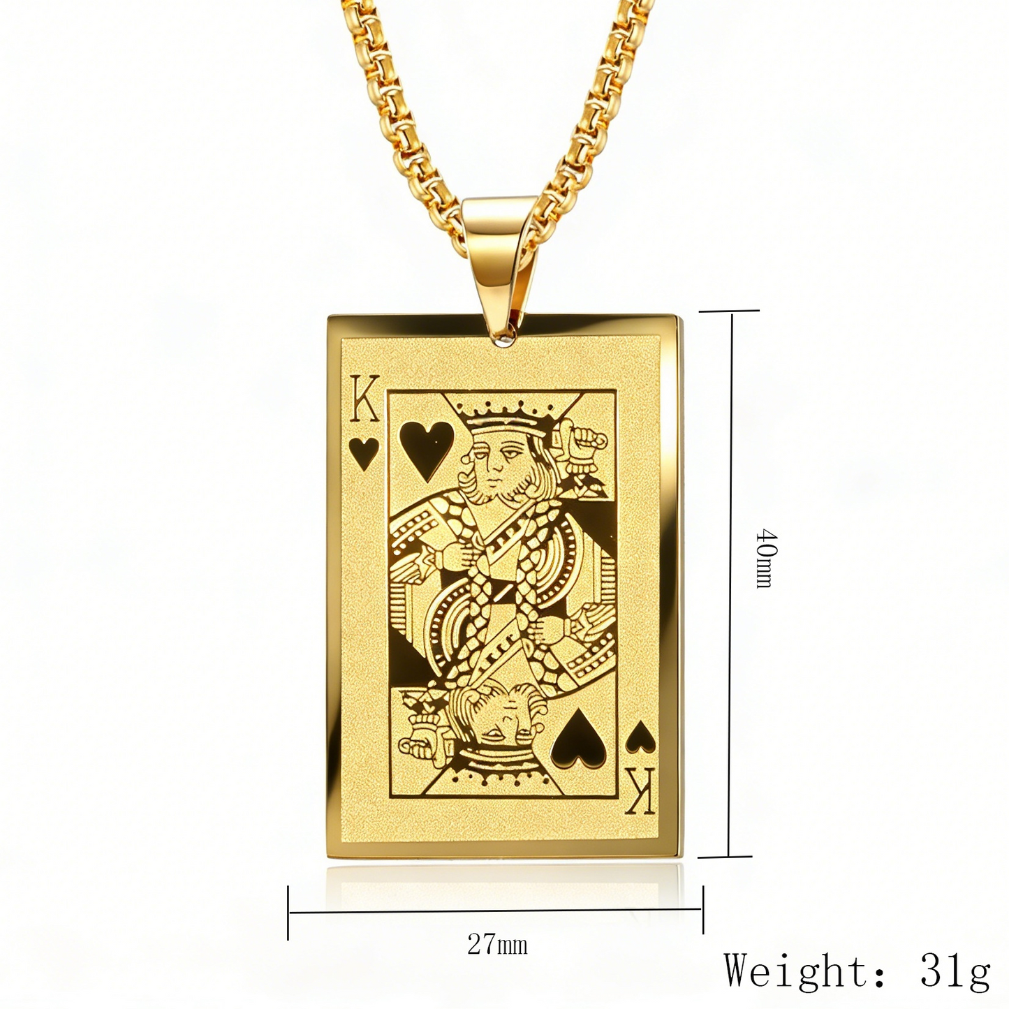 Kemstone Stainless Steel Playing Card Pendant Necklace for Men K-PT282