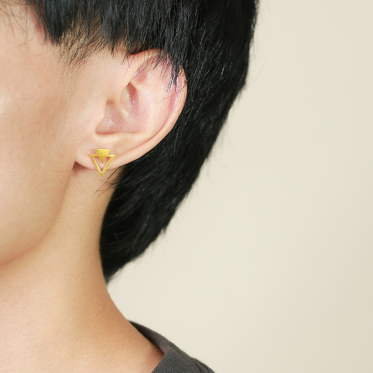 Kemstone Stainless Steel Triangle Stud Earrings for Men & Women ES-352