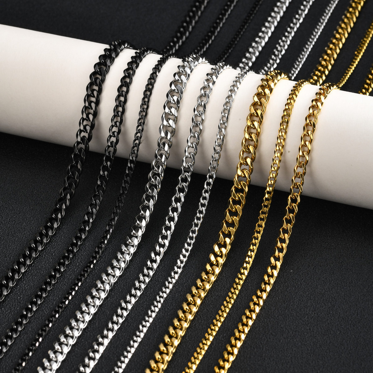 Kemstone Stainless Steel Faceted Curb Chain Necklace for Men NC-2607
