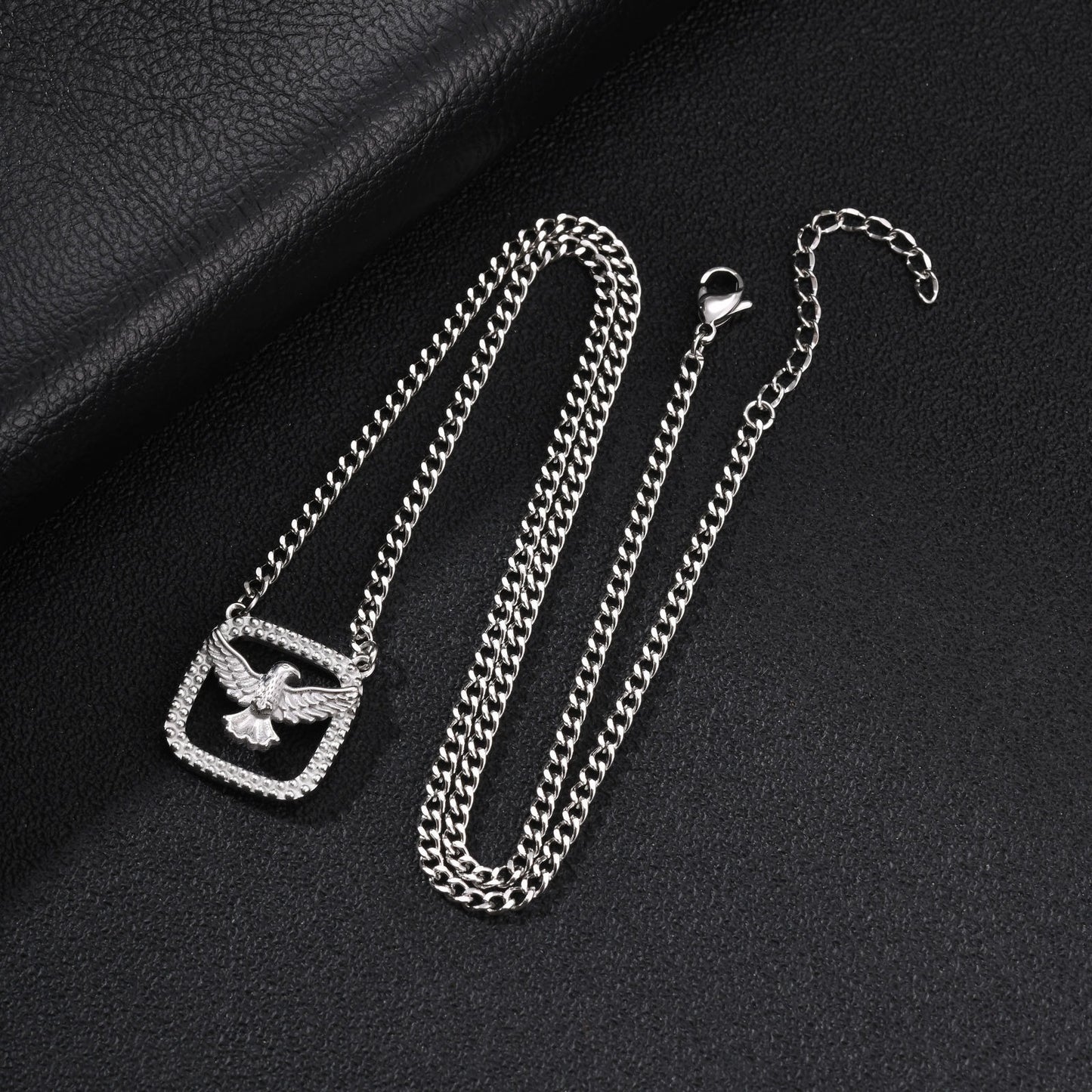Kemston Flying Dove Necklace for Men Stainless Steel Open Frame NC-3103