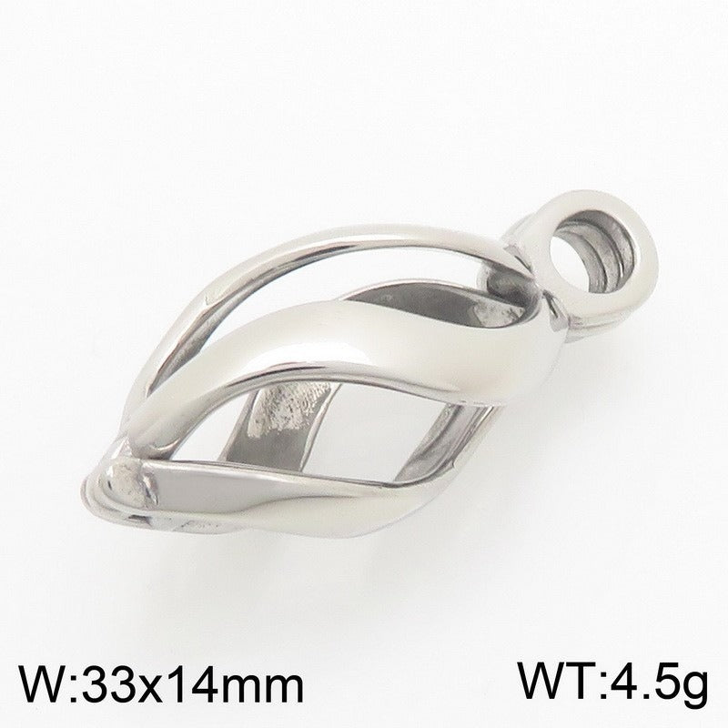 Kemston Openable Leaf Pendant Necklace for Men Stainless Steel Teardrop Design KP119649-GC