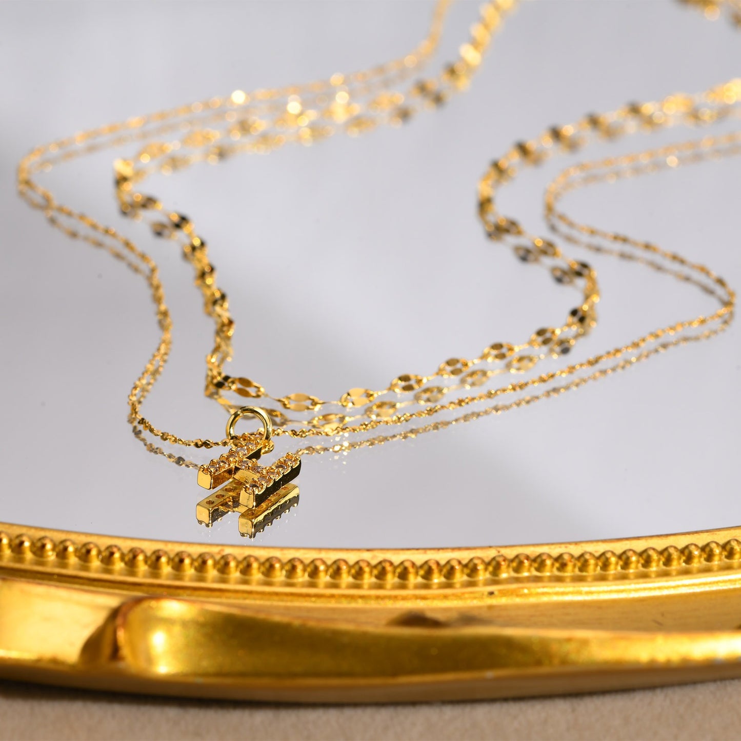 Collar de acero inoxidable Kemstone con 26 letras, cadena de estrellas y circonitas (2 piezas, verano, NC-1325G)