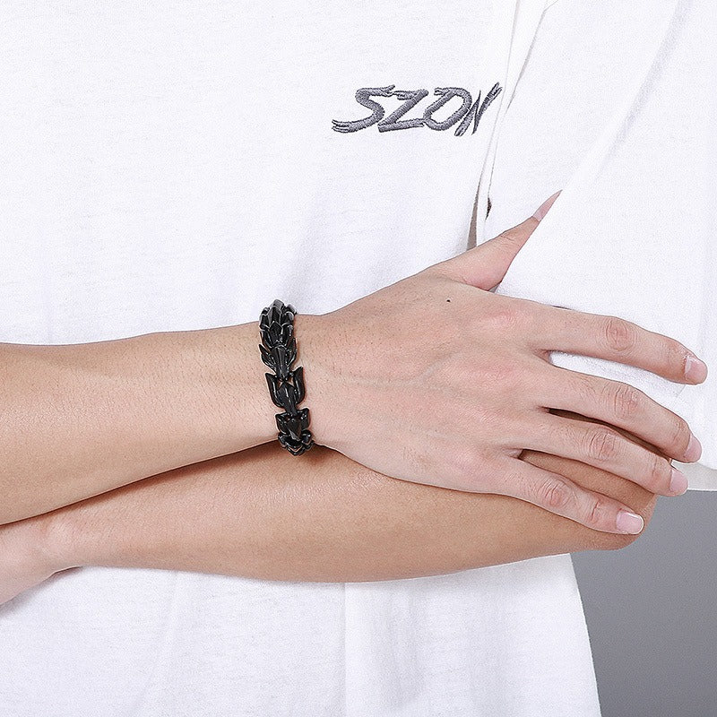 Kemstone Dragon Bone Chain Bracelet for Men – Titanium Steel Vacuum Plated 15mm Link KB150666-KJX