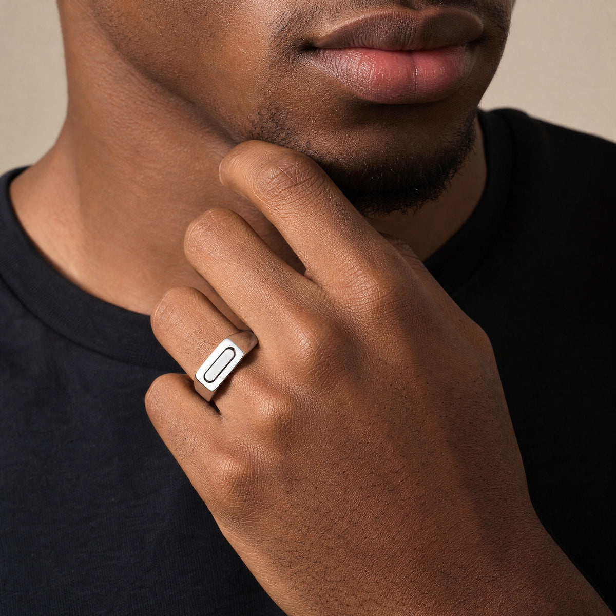 Kemstone Spinner Ring for Men Stainless Steel Rotating Center RC-1109