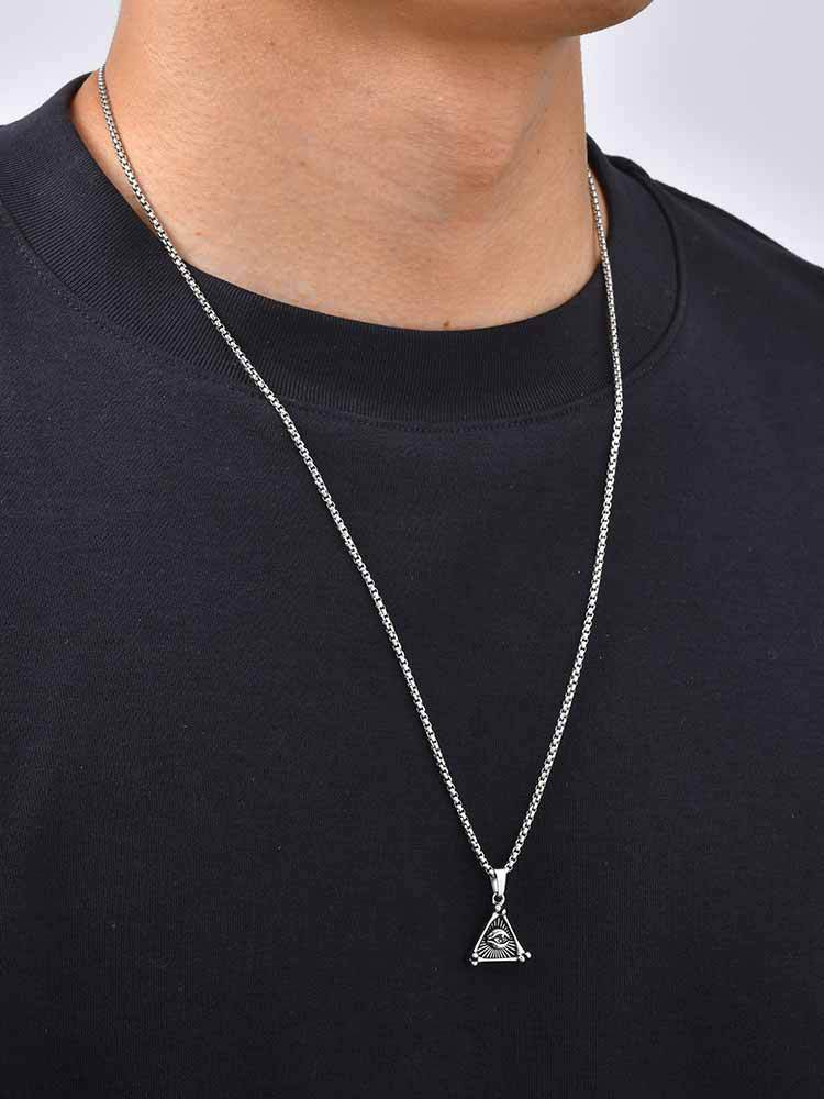 Kemston Triangle Eye Necklace for Men Stainless Steel Gothic Pendant PN-2395