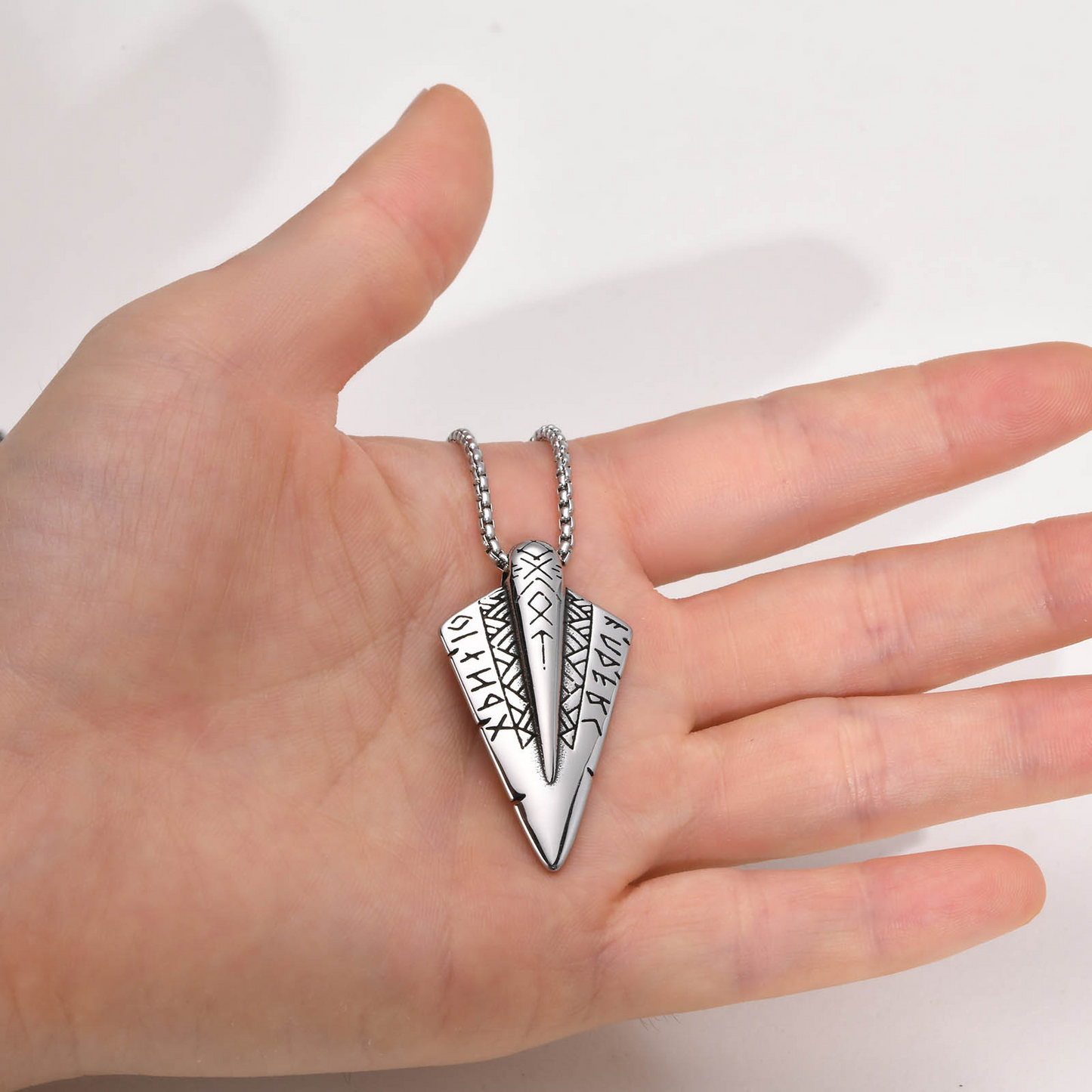 Kemstone Stainless Steel Arrow Pendant Necklace for Men Nordic Symbol Design NC-1417S