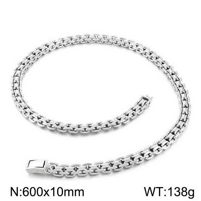 Kemstone Titanium Steel Flat Link Chain Bracelet & Necklace for Men KB188230-KJX