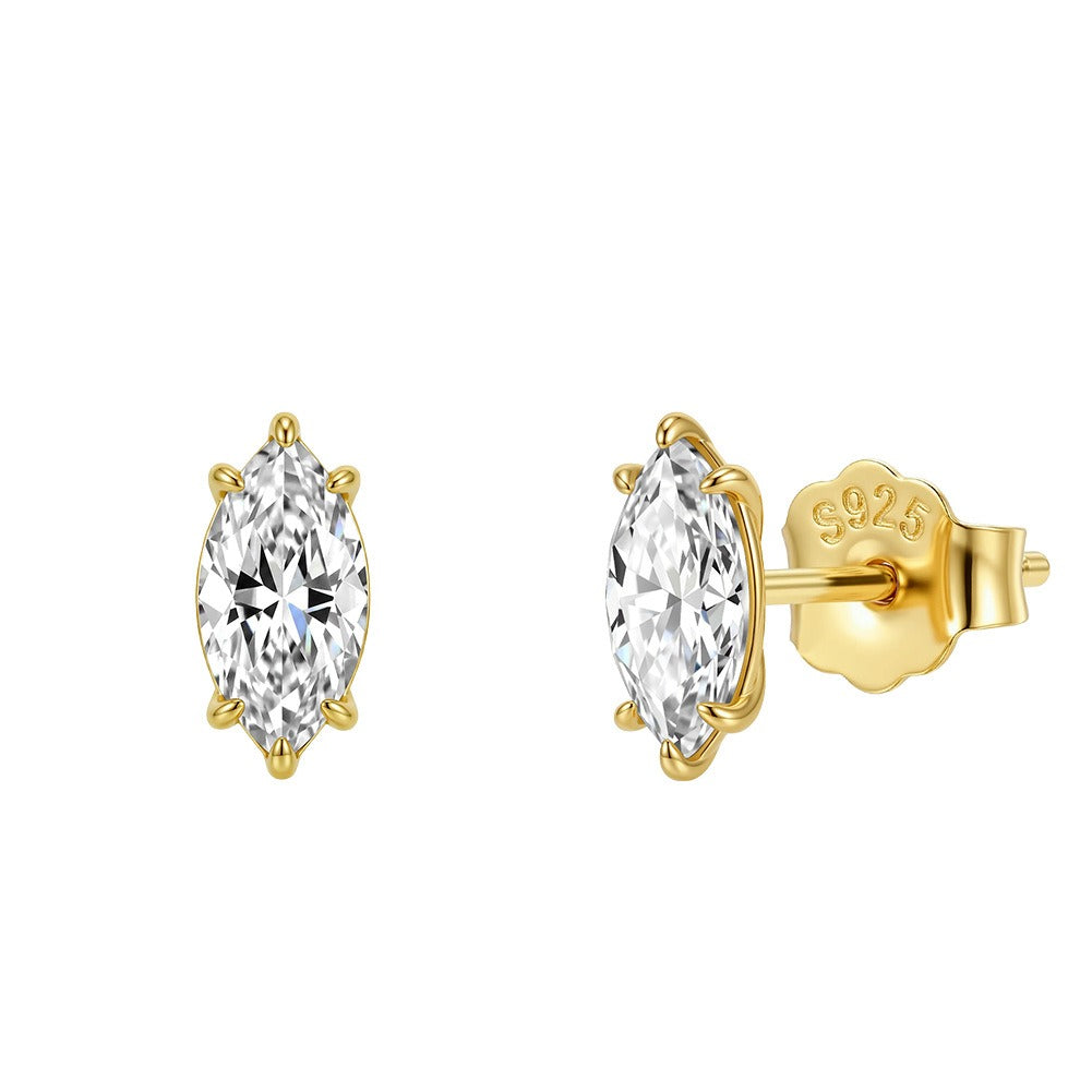 Kemstone Marquise Cubic Zirconia Earrings for Women 925 Sterling Silver Stud LZE69