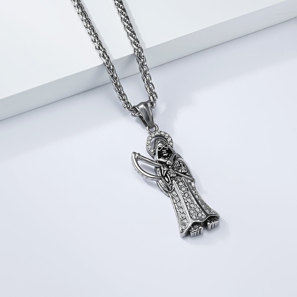 Kemstone Stainless Steel Guardian Figure Pendant Necklace for Men – Gothic Hip Hop DZ-065