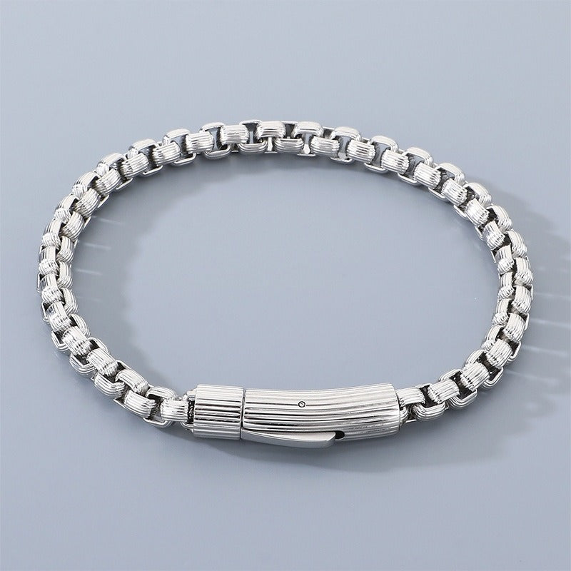 Kemstone Box Link Bracelet Titanium Steel 6mm Textured Chain for Men KB212472-ZGM