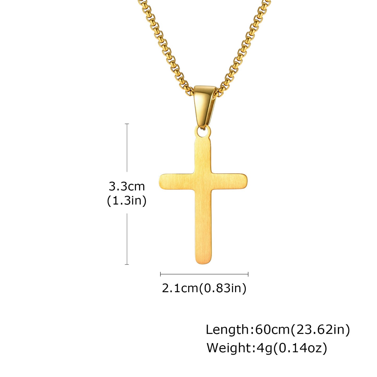Kemstone Stainless Steel Brushed Cross Necklace for Men – Silver Gold Black PN-2078