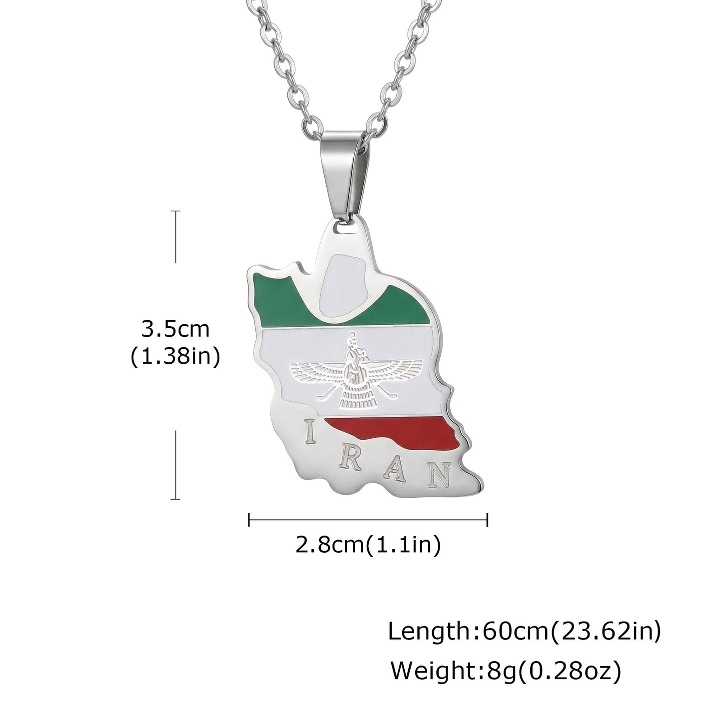 Kemstone Stainless Steel Iran Map Pendant Necklace for Men Women Gold Silver PN-2345 PN-2345