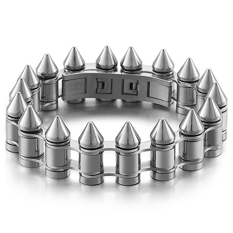 Kemstone Bullet Spike Bracelet – Stainless Steel Rugged Biker Men’s Jewelry KB149758