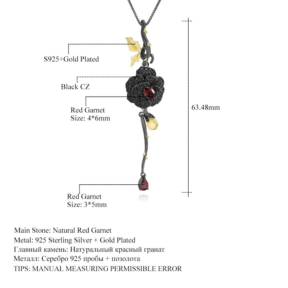 Kemstone S925 Sterling Silber Rosenanhänger Halskette mit mehreren Edelsteinen, 18"
